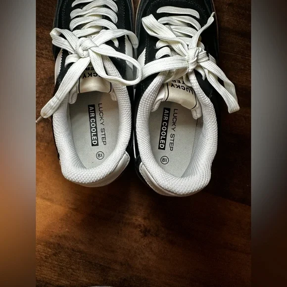 Luck Step Black and White Women's Platform Sneakers - Picture 4 of 10